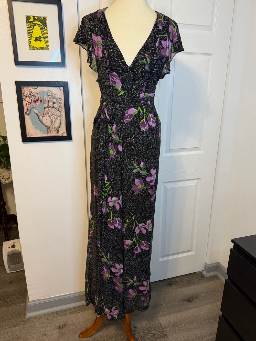 Urban Outfitters Gratilda Floral Microdot Jumpsuit Open back